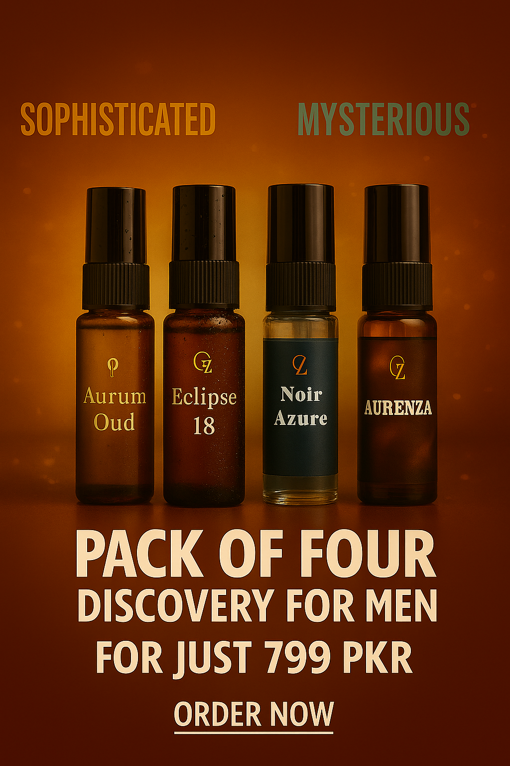 Pack of Four For Men | Aurum Oud | Eclipse 18 | Noir Azure | Aurenza